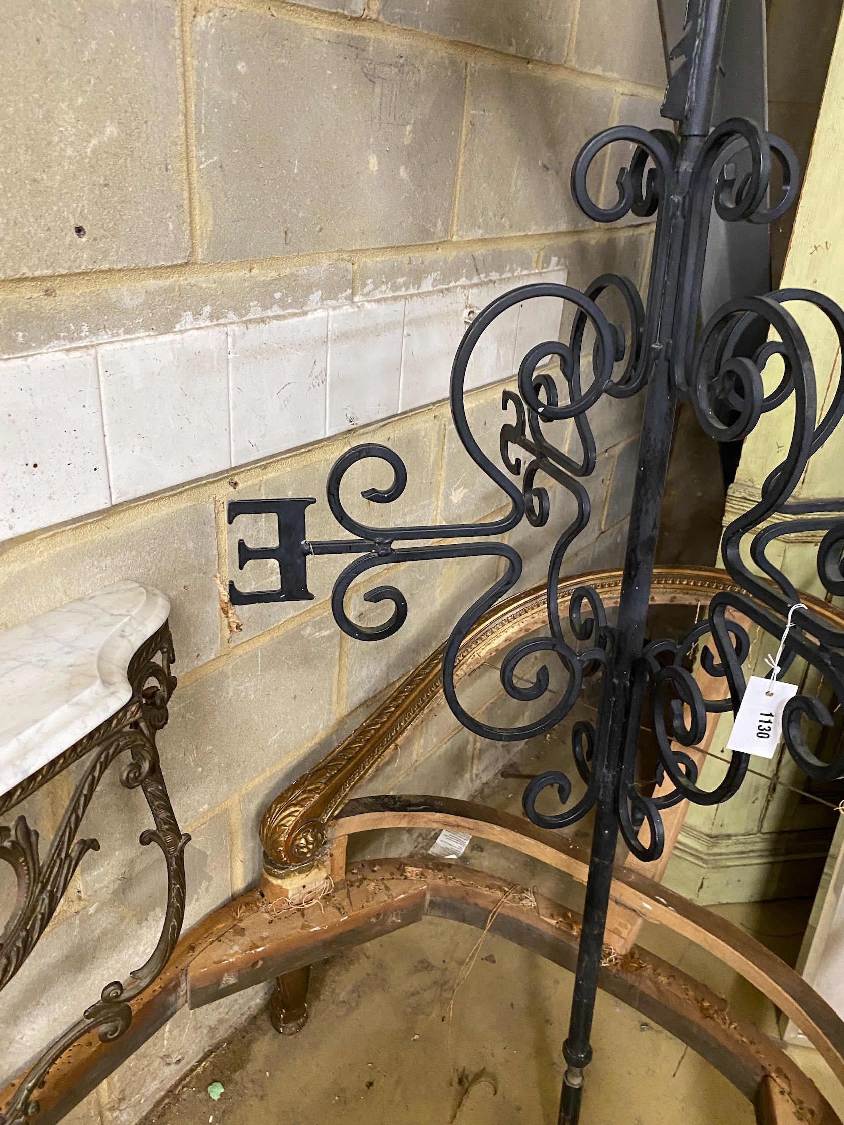 A wrought iron cockerel weather vane, height 182cm